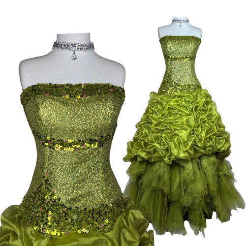 Vintage lime green sequin prom - green,