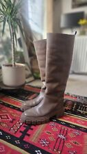 Massimo Dutti Taupe Knee High Chunky Leather Boots Eu38 Uk5