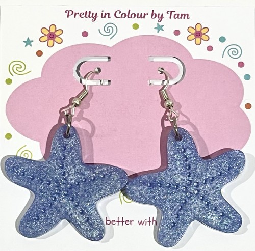 Purple resin star fish - resin, dangle