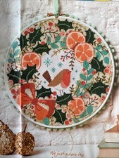 Orange Robin And Holly Wreath Christmas Cross Stitch Chart