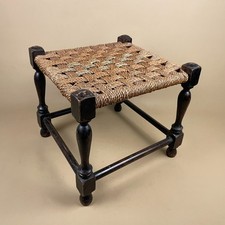 Wooden Footstool Woven Top