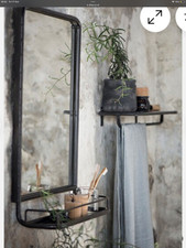 Black Wall Mirror Industrial Hanging with Mini Shelf by Ib Laursen 70 cm