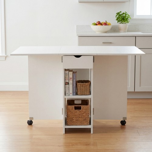 White drop leaf - leaf, table