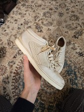 Jimmy Choo Trainers Size 5.5 Cream Woven Aztec Material Beautiful Leather