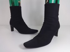 Womens Boots Size 7 UK Jaime MASCARO Black Fabric Upper EU40 Leather Lined Heels