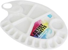 Oval Artist Palette 17 Well Onlong White Acrylic Mixing Paint Thumbhold