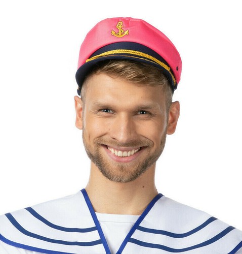 Neon pink sailor captain hat - pink,