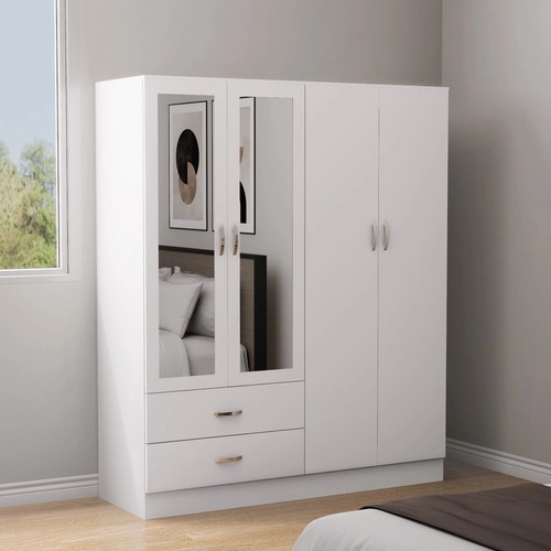 Double door white wardrobe - 4,