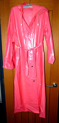 Shiny pink pvc raincoat - shiny,