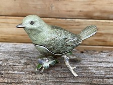 Swarovski Crystal Enamel Bird Trinket Box – Silvered Metal Jewellery Box 8cm Fab