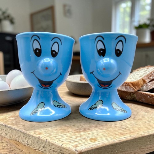 Pair blue smiley - of, face