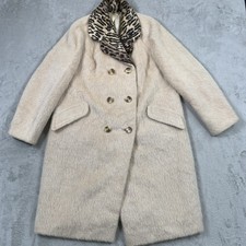Luxury Mohair Coat L Beige Fluffy Teddy Sort Vintage England Fur London Leopard