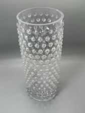 Tall Flower Vase Clear Glass Tumbler Hobnail Texture Bubble Style 3D Pattern