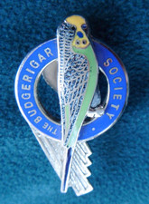 Vintage THE BUDGERIGARS SOCIETY budgie enamel pin badge BUTLER