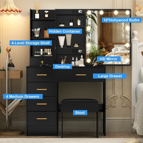 Black dressing table with - dressing,