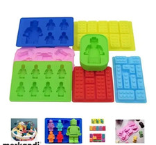 Silicone Lego Moulds Set of 7, Bricks/Figures for Cakes/Ice/Jelly/Choc, RRP £15