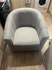 Fabulous  Wayfair Grey Fabric chair Bucket Swivel Tub /Barrel Chairs  new