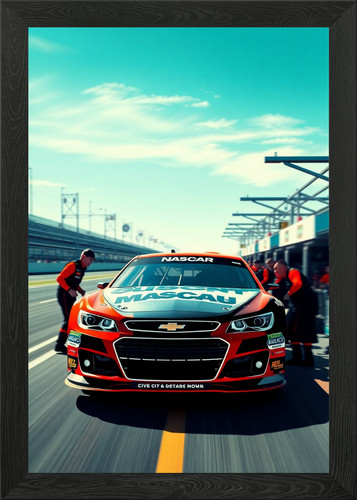 Nascar stock car pit framed - nascar,