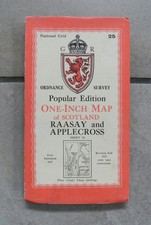 Ordnance Survey 1" tourist map Raasay and Applecross 1947 cloth Sheet 25 GOOD