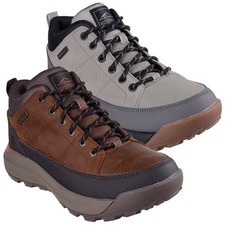 Skechers Mens Cambert Bruin Waterproof Walking Boots Casual Leather Memory Foam