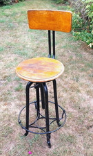 Vintage Engineer Draftsman steel chair/ bar stool adjustable height solid