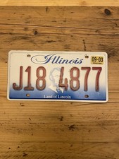 Vintage Illinois Land of Lincoln US Car License Number Plate J18 4877
