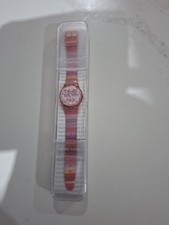 Swatch Watch In Case.  Pink