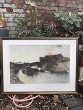John Terris 1865-1914-Original Watercolour Painting-Barge & Narrowboats