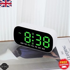 LED Electric Digital Alarm Clock Mains Power Mirror Display Bedroom Bedside UK