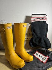 Hunter Yellow Wellington Boots Used With New Bag And Socks