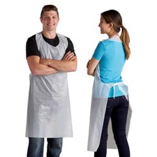 Disposable Plastic Aprons Blue / White Polythene Eco Flat Pack Waterproof Aprons