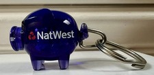 Vintage Retro Plastic Purple Clear Natwest Pig Keyring