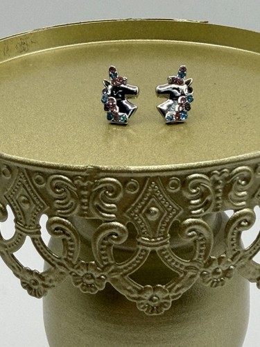 Crystal unicorn earrings with - crystal,