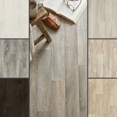 Grey wood vinyl flooring roll - grey,