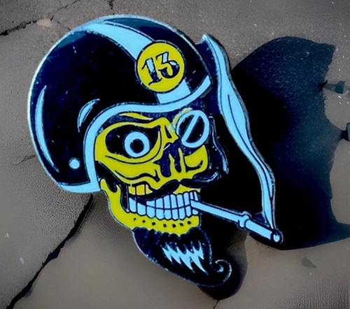 Winged skull biker - skull, pin