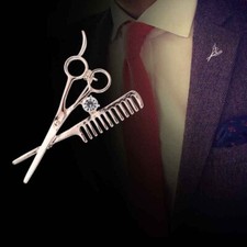 Scissors Crystal Vintage Style Diamante Brooch Pin Charm Cute Weddings