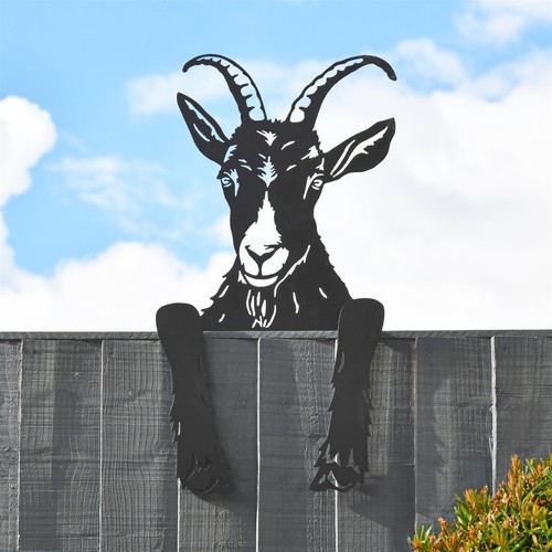 Goat leaning fence topper - goat,