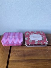 2 L’Occitane Pink Tins Lozenges? Soap? Small Metal Boxes 9.5x7cm/11x9cm Airtight