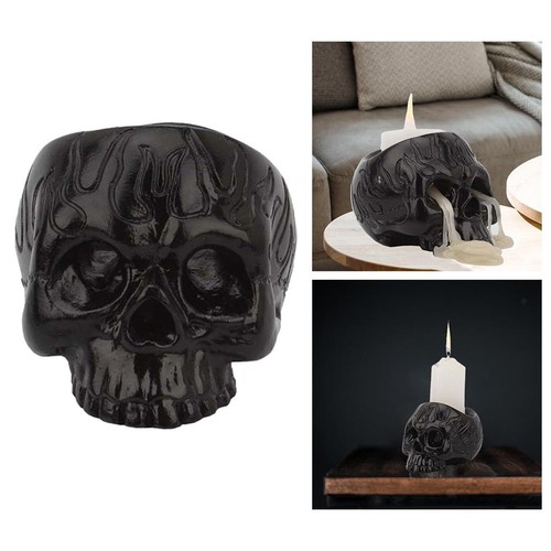 Black skull candle holder - black,