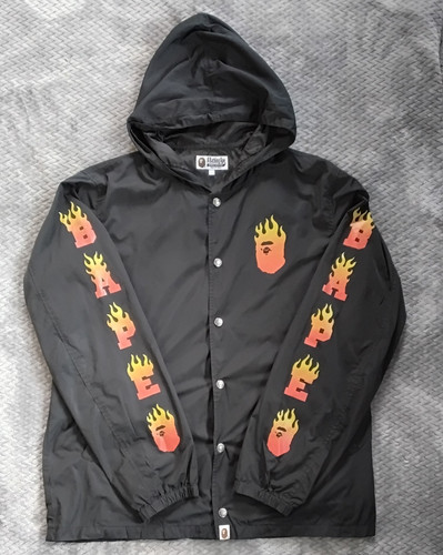 Bape flame hooded coach - hooded, jacket