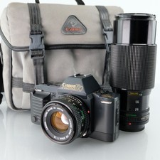 Canon T70 35mm Film SLR Camera Body+50mm f/1.8 Lens+70-210mm f/4 FD Mount Kit