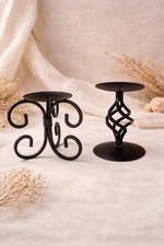 Pair Black Metal Candle