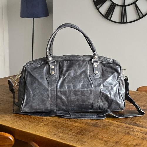 Handmade leather duffle - duffle, bag