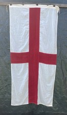 St George Cross England Flag 6' x 2'10" Sewn Linen Hessian Rope little-used VG