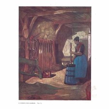 NETHERLANDS A Farmers Wife Churning - Antique Print 1909