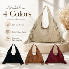 Real suede fringe - suede, bag