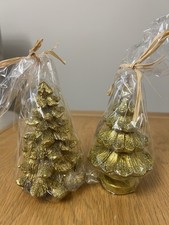 Set of Golden Glittered Pine Tree Candles From Bloom Home Decor Christmas Gift