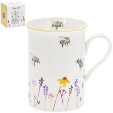1x Busy Bees Fine Bone China Cup Mug Gift Boxed Coffee Cup Novelty Nature Floral