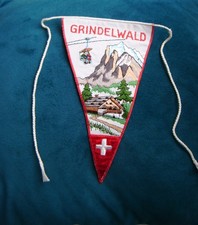 Vintage 1950’s Swiss Pennant Flag  GRINDELWALD-Bernese Alps -  Chalet Decoration