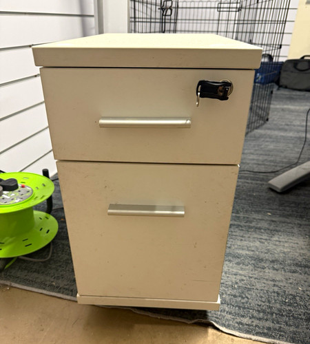White wooden lockable drawer - white,